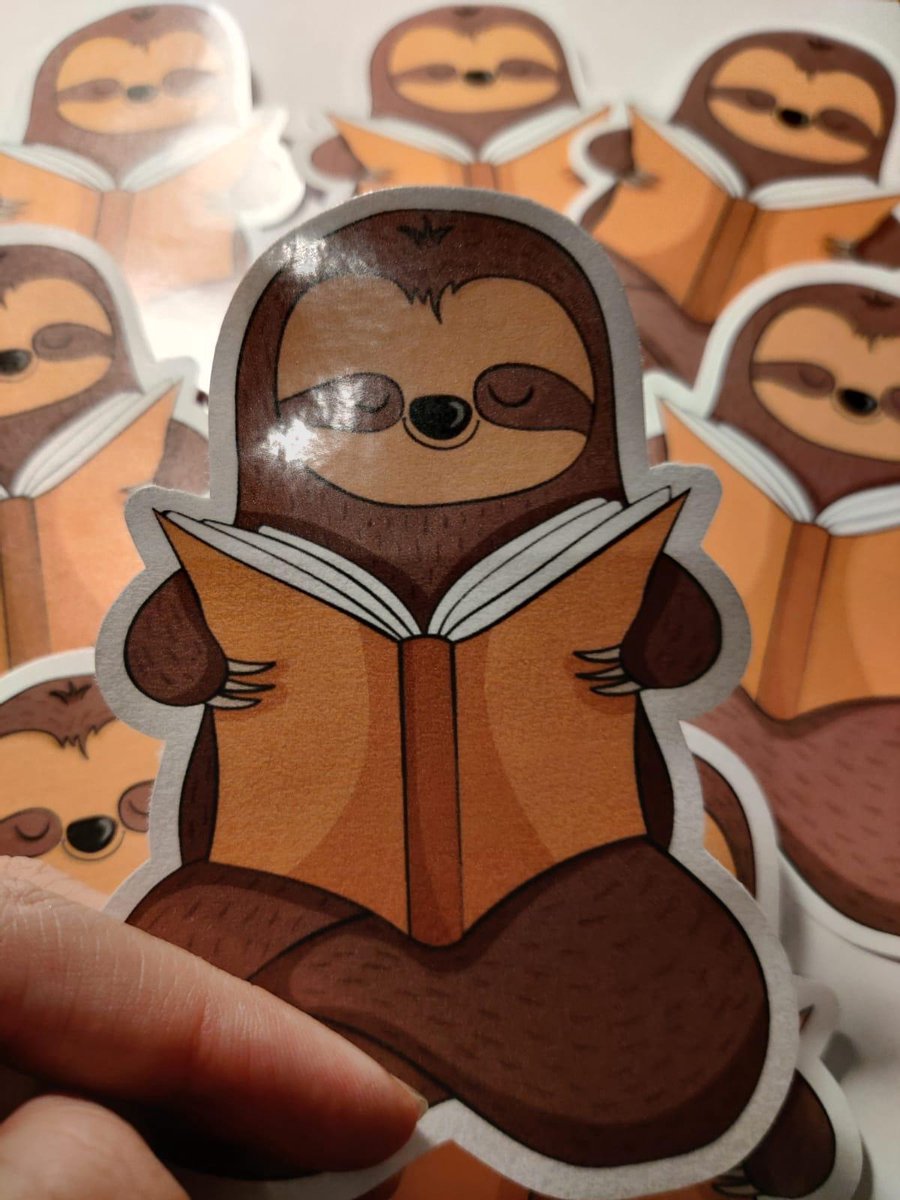 Luiaard Stickers - Kalm Lezend - Sloth Sticker - Boeken - Schattige Dieren - Luiaards - Journaling - Bullet Journal - Scrapbooking - Leuke Stickers - Laptop Sticker - Telefoon Sticker - Dieren - Dier - Lief - Cute